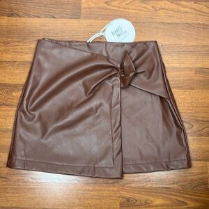 Princess Polly Sz 6 Noelle Faux Leather Brown Mini Skirt NWT